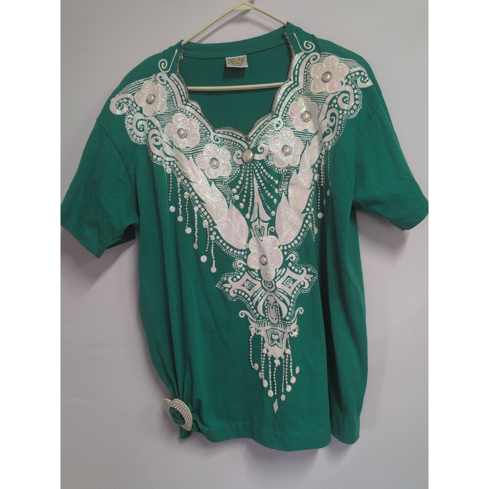 Vintage Fast Fashion of California Shirt Women Green Glittered Design. 2Xl ?